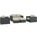 Modway Furniture Sojourn Outdoor Patio Sunbrella Sectional Set, Canvas Antique Beige, 5Pk EEI-1879-CHC-BEI-SET